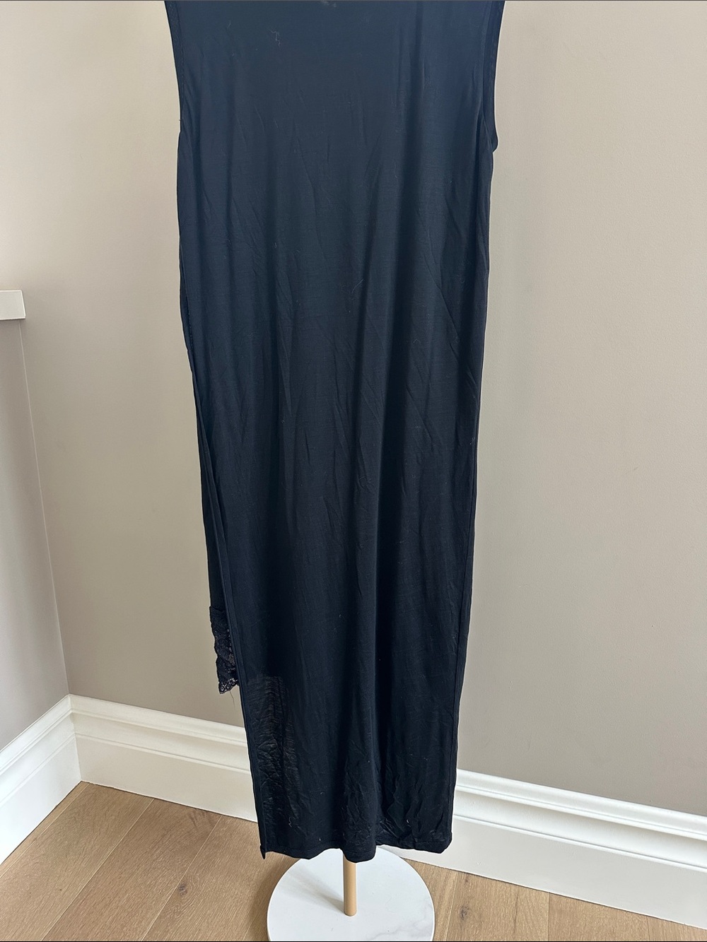 Acne Studios Black Lace Tencel Maxi Dress Asymmetrical Hem Tank Medium - Picture 10 of 10